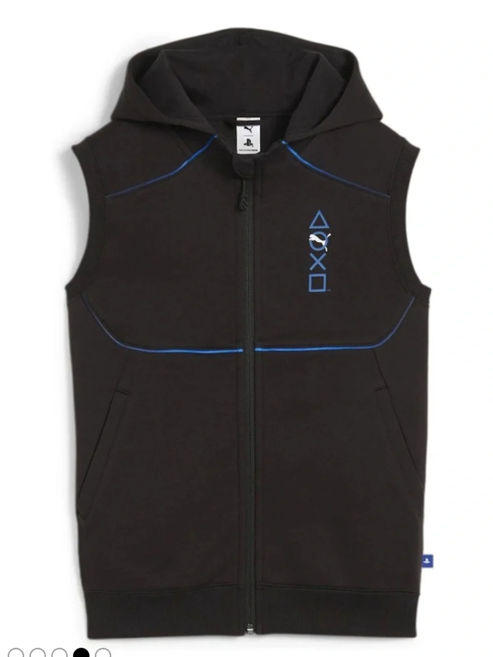 Puma collab PlayStation Kids' Hooded Zip Vest with Blue Trim